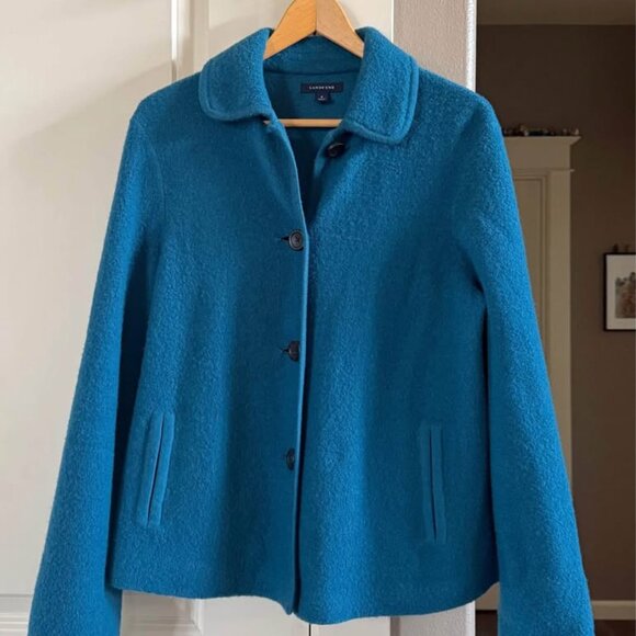 Women’s Lands’ End Teal Wool Collared Jacket Top-Size‎ 4 - Picture 3 of 6